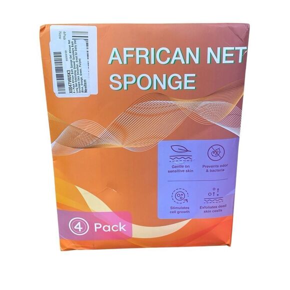 African Net Sponge 4 Pack Bath & Body Skin Scrubber Shower Beauty NWT - Picture 1 of 4
